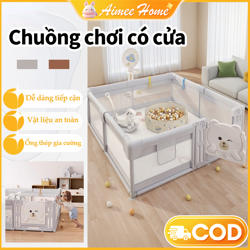 Quây Cũi cho bé,Cửa nhựa,Dễ dàng cài đặt, có thể tháo rời,an toàn cho trẻ sơ sinh,Gửi bóng
