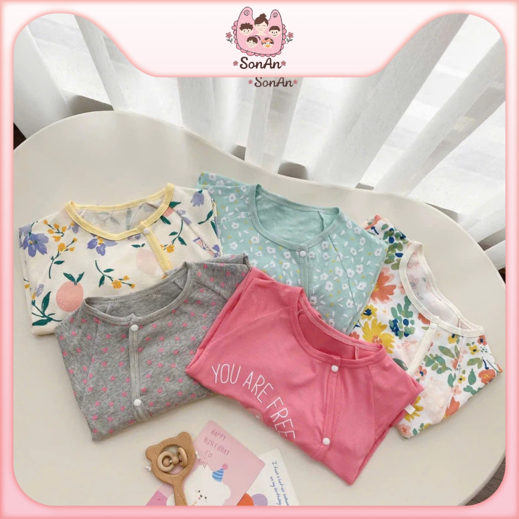 Bộ Body Liền Thân Dài Tay Vải Cotton Cho Bé, Đồ Bộ Sơ Sinh Hàng Quảng Châu Xuất Khẩu, Cao Cấp