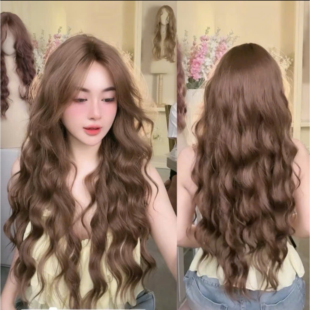 Bộ SD05 Siêu Da Hai Mái Xoăn Heppie lưới chữ T dài 65cm, Tóc giả Tơ Nhân Tạo Cao Cấp, Tóc Xinh Mỹ Lệ