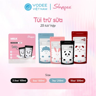 Shapee Túi trữ sữa cảm biến nhiệt an toàn, tiện lợi (hộp 25 túi)