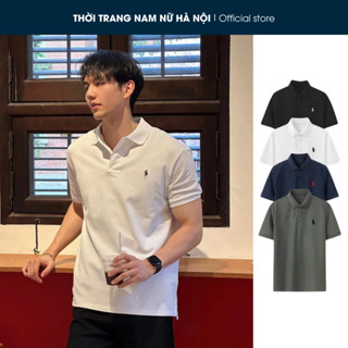 Áo polo RLR thêu hình ngựa độc đáo, áo phông có cổ trơn thoáng khí nam tính, lịch lãm