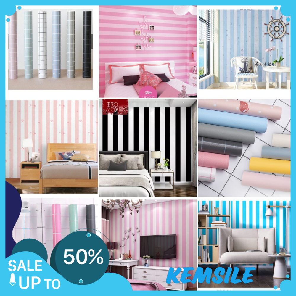 Cuộn 10 Mét Decal Giấy Dán Tường PVC 45cm Rộng - SỌC KSL02