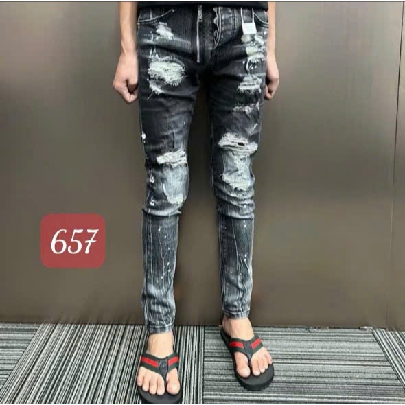 Quần jean nam boy phố rách vá chất vải jean dày co giãn mẫu mới nhất Hót Trend
