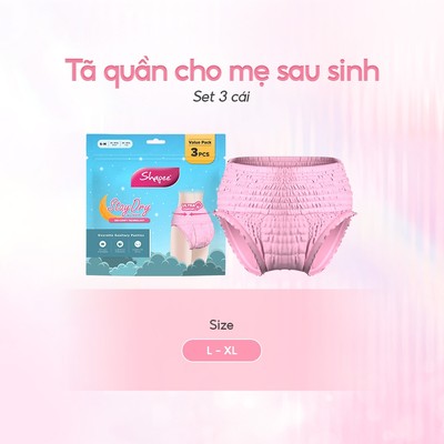 Shapee Tã quần cho mẹ sau sinh co giãn, đàn hồi, siêu thấm hút, chống tràn 360 độ (set 3 cái)