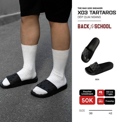 Dép Quai Ngang Nam Nữ The Bad God Tartaros X03 Black Đế PVC Chống Trơn Local Brand Dép Unisex