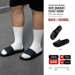Dép Quai Ngang Basic Nam Nữ The Bad God X01 Chữ Trắng Dép Slipper Local Brand Unisex Đế PVC Chống Trơn