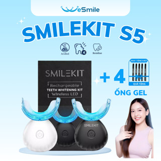 Máy tẩy trắng răng SMILEKIT S5 cao cấp - Thân máy cảm ứng hồng ngoại, hệ thống 16 đèn ánh sáng xanh + 4 bút GEL