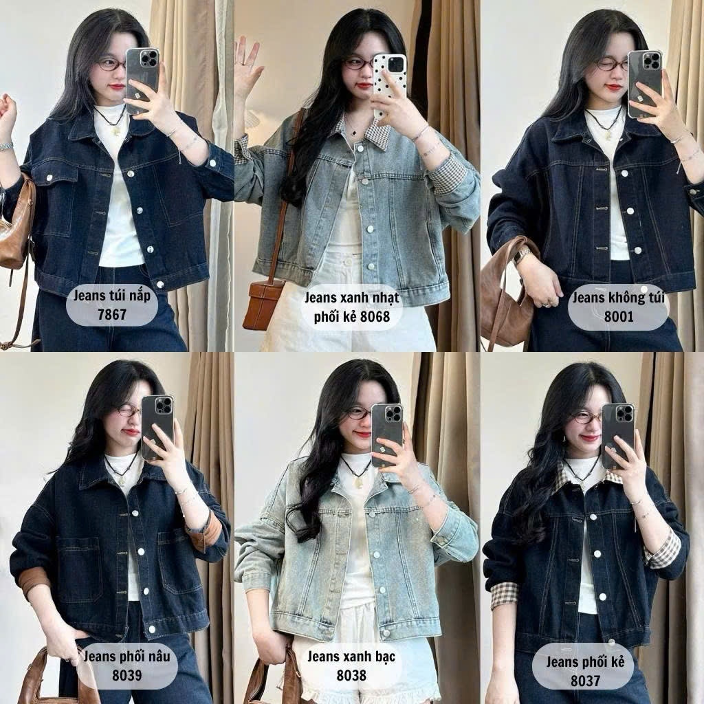 Áo khoác jeans demin nữ dáng lửng phối đồ thu đông năng động cá tính nhiều màu Joolate