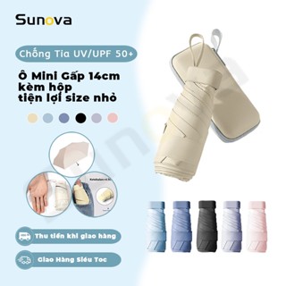 Ô Dù gấp mini Sunova 14cm siêu nhẹ chống nắng bỏ túi tiện dụng hộp đựng nhiều màu