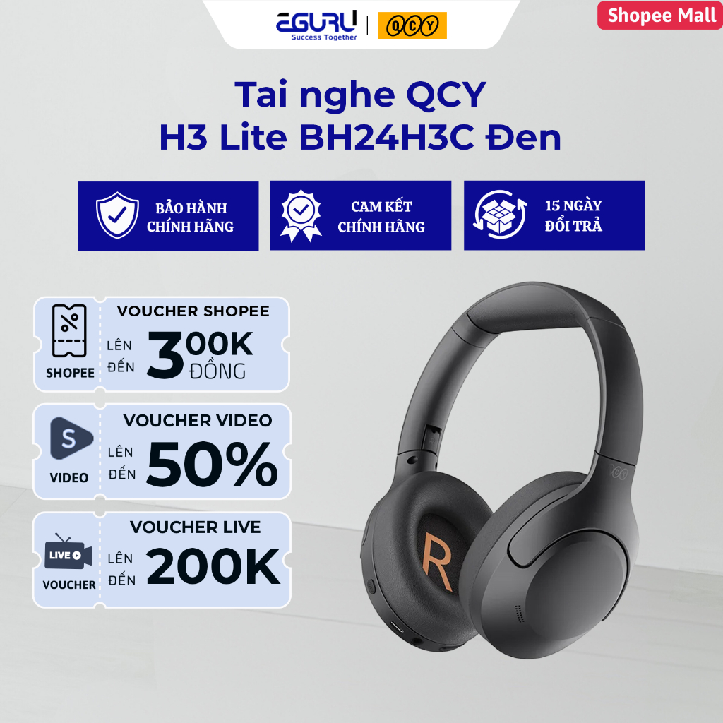 Tai Nghe Chụp Tai Không Dây QCY H3 Lite BH24H3C ANC (Bluetooth v5.3, 60H, ENC)- BH Chính Hãng | BigBuy360 - bigbuy360.vn