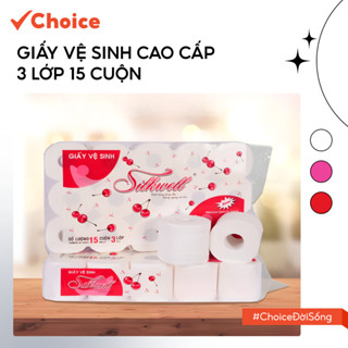 [Choice] Giấy Vệ Sinh Cao Cấp 3 Lớp, 15 Cuộn Silkwell TT1 Mềm Mịn Siêu Dai, Bịch 1.6kg
