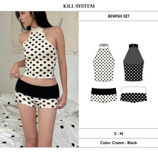 [CÓ TÁCH LẺ] Set áo yếm chấm bi và quần chấm bi cạp trễ gập eo tôn dáng BEWISH - KILL SYSTEM