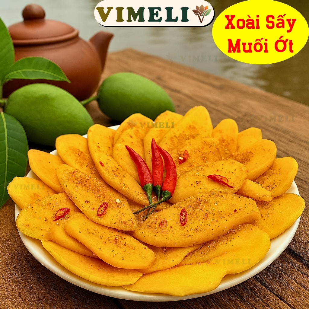 Xoài Sấy Dẻo Muối Ớt Nguyên Miếng Mềm Không Xơ - Xoài Sấy Muối Ởt Chua Chua , Cay Mặn - Xoài Muối Ớt