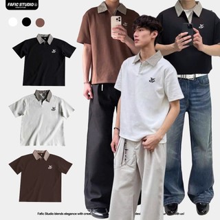  Áo polo Ngắn Tay FAFIC Phong Cách checkered cổ bẻ from rộng nam nữ Chất Vải Cotton Mềm Mịn Thoáng Khí Thoáng Mát 