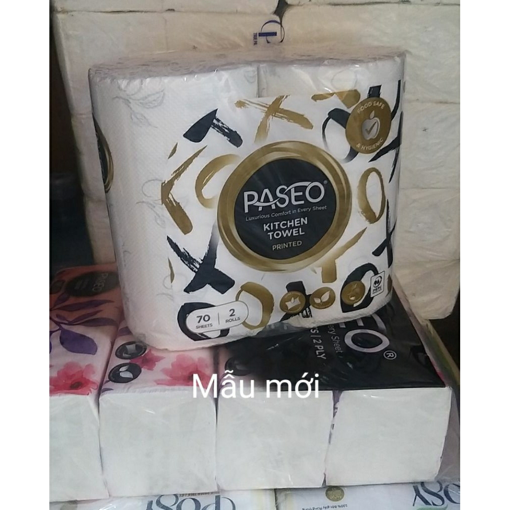 Khăn giấy bếp Paseo in hoa bịch 2 cuộn