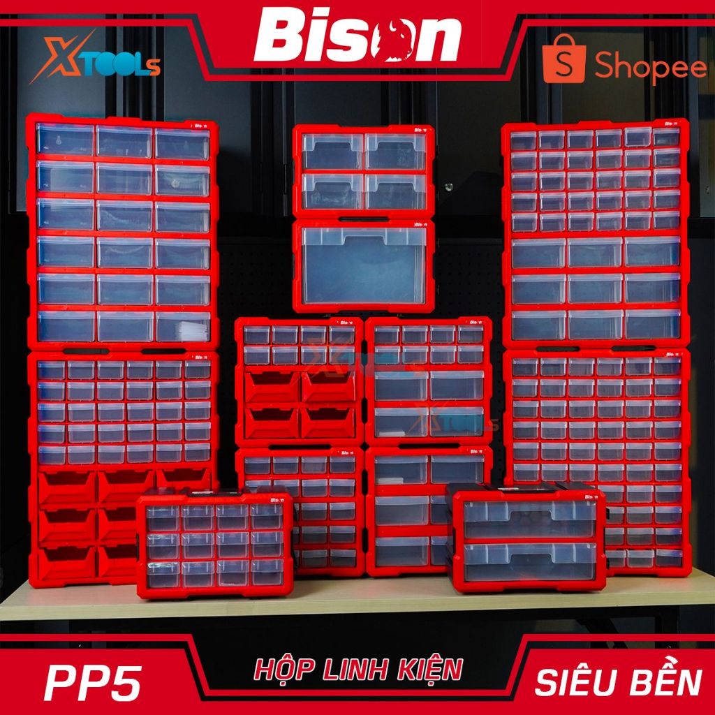  Tủ nhựa đựng linh kiện Bison đa dạng tiện lợi dùng đựng linh kiện điện tử,thủ công tủ linh kiện đa năng có ghép nối 