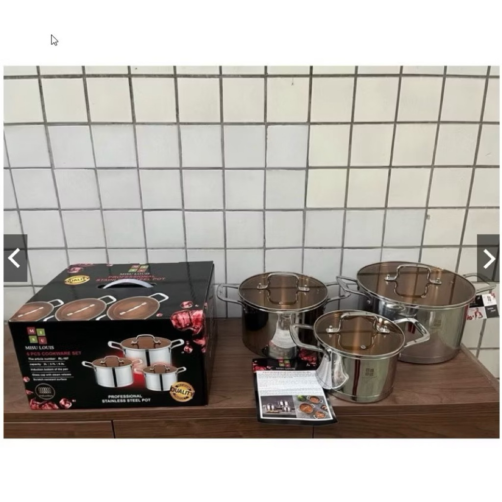 Bộ Nồi Misu 3 Món Inox Cao Cấp MISU LOUIS (MISU ĐEN)Đáy Liền Nguyên Khối 5 Đáy, Sử Dụng Mọi Loại Bếp