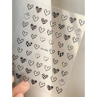 Sticker hình trái tim bóc dán nails, stick tim viền trắng ứng dụng móng cực kì cao