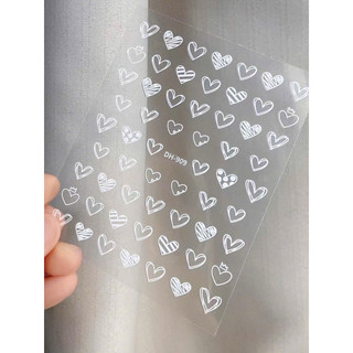 Sticker hình trái tim bóc dán nails, stick tim viền trắng ứng dụng móng cực kì cao
