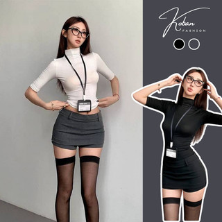   KB73  Chân váy ngắn nữ KOBAN váy ngắn có khóa kéo xẻ bên hông vải trơn cạp cao ôm eo kèm quần trong mặc đi chơi 