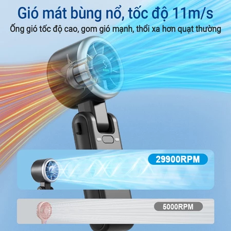Quạt điện cầm tay  nhỏ gọn 5 cấp độ gió Quạt mini cầm tay 4000 mAh Quạt mini turbo siêu mát | BigBuy360 - bigbuy360.vn