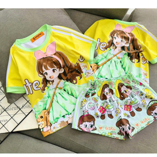  Đồ Bộ Cho Bé Gái Set Áo Ngắn Tay Quần Váy Size 23 đến 40kg Vải Thun Lạnh In Sắc Nét Mặc Đi Học Đi Chơi J583Nét Mặc Đi Họ 