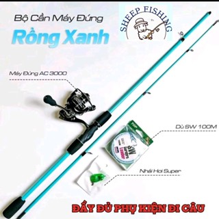  Combo cần câu lure rồng xanh kèm máy đứng AC 3000  Dù SW 10M  nhái hơi  3 khoá link 