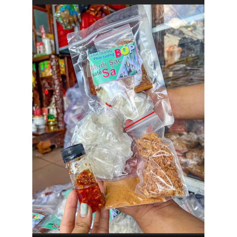 Set Bánh Tráng Muối Sặc Satế Hành Phi ( túi zip : dán tem độc quyền )