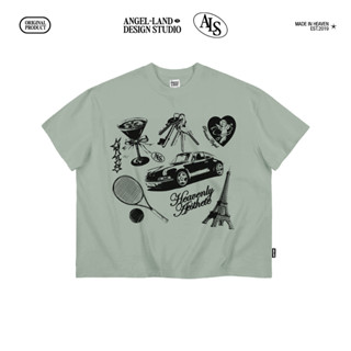 Áo thun form Boxy PARISIAN CUPID Màu XANH VỎ ĐẬU Angelic Society chính hãng