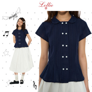 LOLLIE STUDIO - Áo sơ mi cổ sen 2 hàng cúc hoa Miya Top TKA461