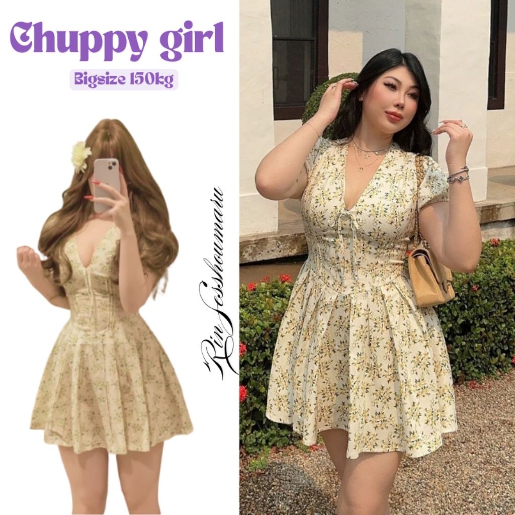 [Bigsize 150kg] Váy Hoa Nhí Bigsize cổ xẻ gợi cảm