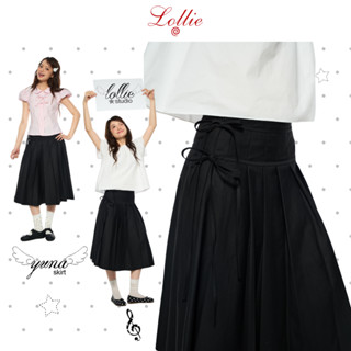 LOLLIE STUDIO - Chân váy midi xếp li pleated đính nơ hông nổi YUNA SKIRT TKC66