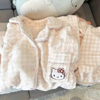    sẵn hồng  Bộ đồ ngủ lông mềm cao cấp Pijama dài tay nữ mặc ở nhà giữ ấm mùa đông - hàng quảng châu mẫu mới 2025 