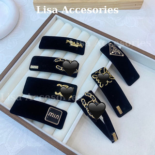  Set kẹp tóc mái nhung đen kẹp mái bên hông đính charm phụ kiện tóc nữ 14A 