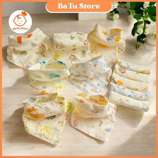  Set 5 Yếm Tam Giác Muslin Cho Bé Sợi Tre Cao Cấp Mẫu Hàn Quốc Nhiều Họa Tiết Xinh Xắn 