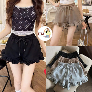  Quần Short Nữ Bo Chun Viền Bèo Xinh Xắn Chất Nỉ 2 da Co Giãn Freesize Mặc Ở Nhà Đi Chơi Q29 