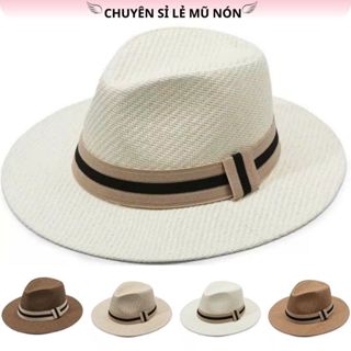 Mũ Phớt Cói Vành Rộng Đai kẻ Cao Cấp, Nón Cói Unisex Dành Cho Nam, Nữ Chống Nắng phù hợp đi biển, du lịch sang trọng