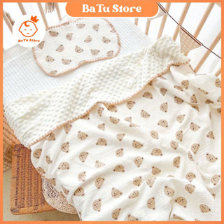 Chăn Xô Muslin Hạt Đậu Cho Bé 80x100cm, Mềm Mại, Thoáng Khí, Họa Tiết Dễ Thương Kiểu Hàn Quốc