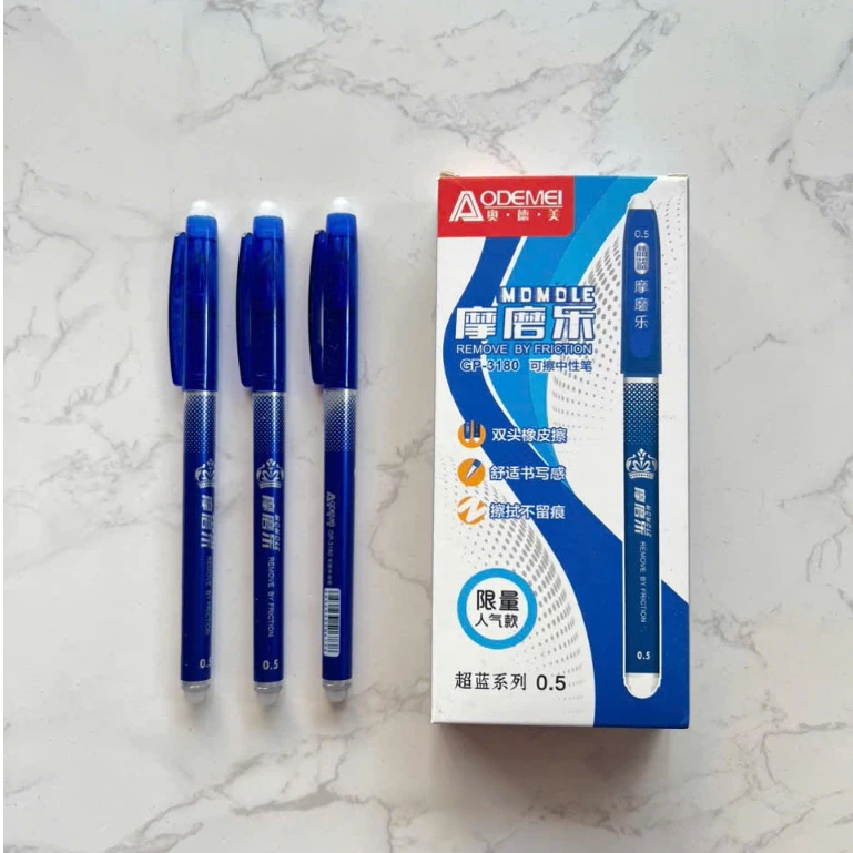 Bút Gel Xóa Được MÃ 3180 Nắp Aodemei 2 Đầu Xóa Ngòi 0.5mm