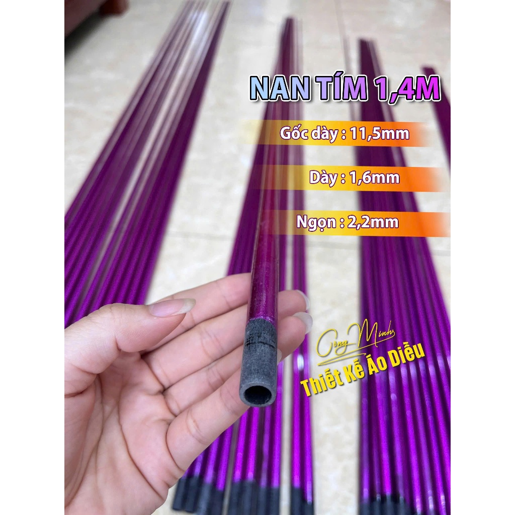 Nan diều carbon tím 1m4 (combo 4 nan và 10 nan)
