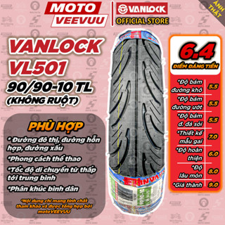 [MTVV] Vỏ lốp xe máy VANLOCK 90/90-10 TL VL501 Cuxi xe đạp điện Lốp không ruột<END>