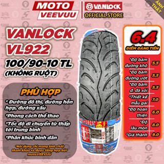   MTVV  Vỏ lốp xe máy VANLOCK 100 90-10 TL VL922 xe Attila LEAD Lốp không ruột<END> 
