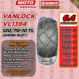 [MTVV] Vỏ lốp xe máy VANLOCK 120/70-10 TL VL1394 xe Vespa LX Lốp không ruột<END>