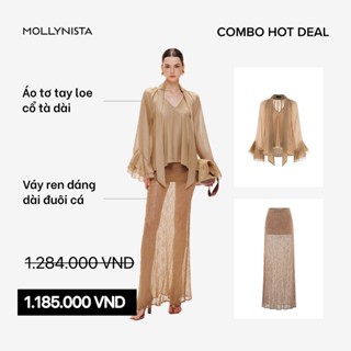 Váy ren dáng dài đuôi cá MOLLYNISTA thiết kế quyến rũ thanh lịch nữ tính cao cấp