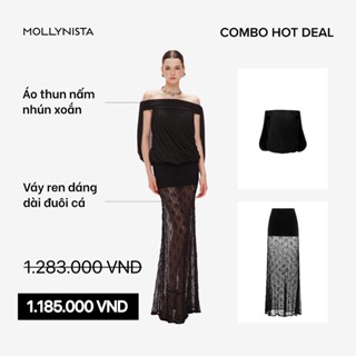 Áo thun nấm nhún xoắn MOLLYNISTA thiết kế quyến rũ thanh lịch nữ tính cao cấp