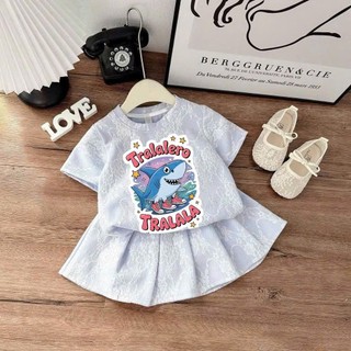 Sét chân váy áo phông CÓ LÓT ( IN 5D BALLERINA 3 MÀU VÀNG-XANH-HỒNG ) mềm mịn size 9-38 kg M88