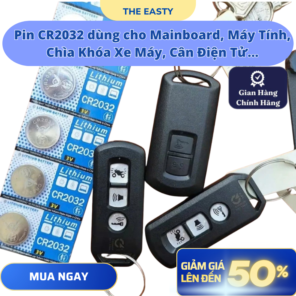 Pin CR2032 dùng cho mainboard, máy tính, chìa khóa xe máy, ô tô, cân điện tử...