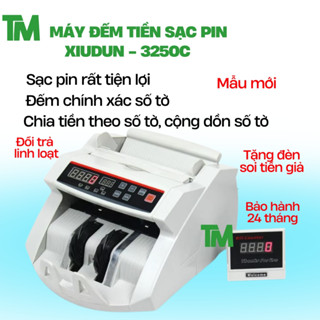 ( MẪU MỚI) Máy đếm tiền giá rẻ SẠC PIN đếm chính xác số tờ, siêu bền, XIUDUN 3250C