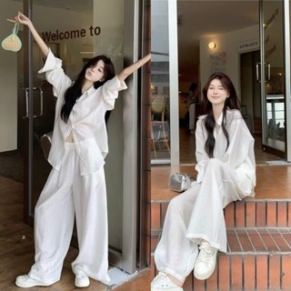 Set Sơ Mi Bigsize + Quần Suông Nữ Ống Rộng Vải Đũi Vân Mây – Mát Mịn, Che Dáng Đẹp SET858