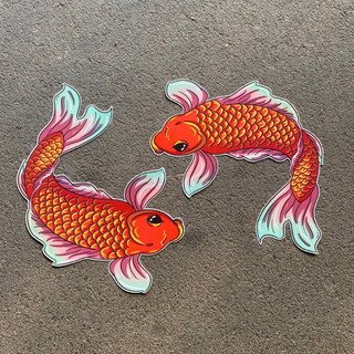 Cặp 2 con mô hình cá chép chất liệu giấy cứng (31x50cm) trang trí decor trung thu.